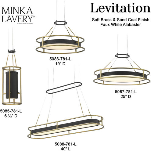 Levitation LED 40 inch Soft Brass And Sand Coal Island Light Ceiling Light